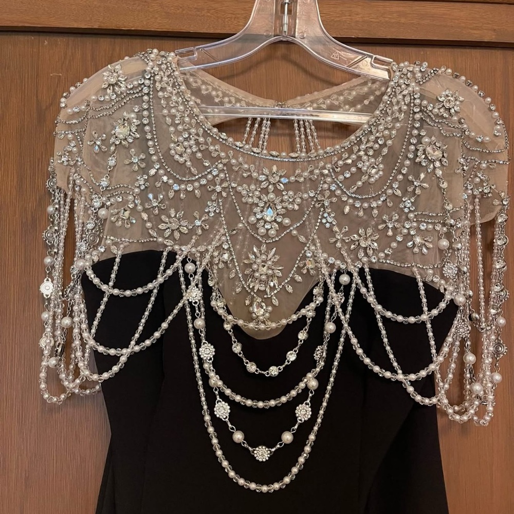 Mac Duggal Black Dress with Pearl Accents - Picture 6 of 8
